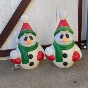 2X Vintage General Foam 22" Baby Frosty Snowman Blow Mold Lighted Christmas
